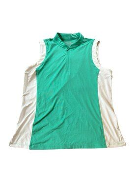 Lillie Green Shirt Womens L 1/4 Zip Sleeveless‎ Green Tennis Preppy Athleisure